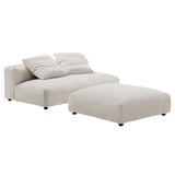 Solace Almond Modular Corduroy Upholstered Armless Loveseat and Ottoman Set - Ornate Home