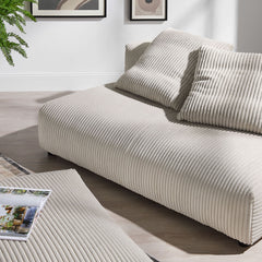 Solace Almond Modular Corduroy Upholstered Armless Loveseat and Ottoman Set - Ornate Home