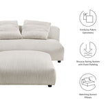 Solace Almond Modular Corduroy Upholstered Armless Loveseat and Ottoman Set - Ornate Home