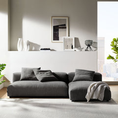 Solace Charcoal 2-Piece Modular Upholstered Fabric Sectional Sofa With Chaise - Ornate Home