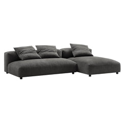 Solace Charcoal 2-Piece Modular Upholstered Fabric Sectional Sofa With Chaise - Ornate Home