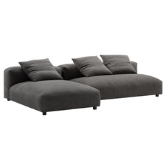 Solace Charcoal 2-Piece Modular Upholstered Fabric Sectional Sofa With Chaise - Ornate Home
