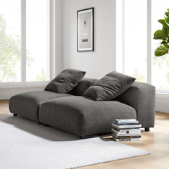 Solace Charcoal 2-Piece Modular Upholstered Fabric Sofa - Ornate Home