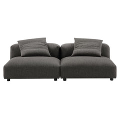 Solace Charcoal 2-Piece Modular Upholstered Fabric Sofa - Ornate Home