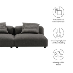Solace Charcoal 2-Piece Modular Upholstered Fabric Sofa - Ornate Home