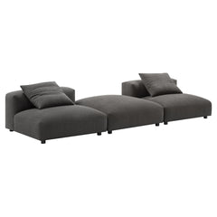 Solace Charcoal 3-Piece Modular Upholstered Fabric Sectional Sofa - Ornate Home