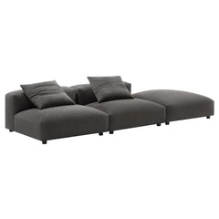 Solace Charcoal 3-Piece Modular Upholstered Fabric Sectional Sofa - Ornate Home