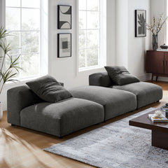 Solace Charcoal 3-Piece Modular Upholstered Fabric Sectional Sofa - Ornate Home