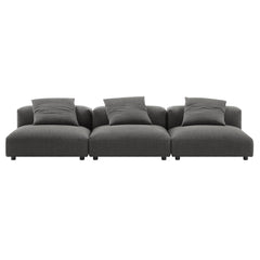 Solace Charcoal 3-Piece Modular Upholstered Fabric Sofa - Ornate Home