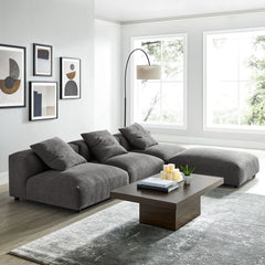Solace Charcoal 4-Piece Modular Upholstered Fabric Sectional Sofa - Ornate Home
