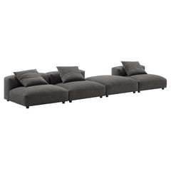 Solace Charcoal 4-Piece Modular Upholstered Fabric Sectional Sofa - Ornate Home