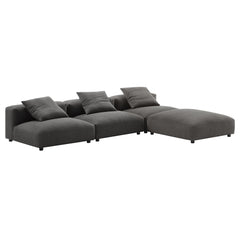 Solace Charcoal 4-Piece Modular Upholstered Fabric Sectional Sofa - Ornate Home