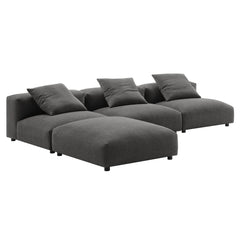 Solace Charcoal 4-Piece Modular Upholstered Fabric Sectional Sofa - Ornate Home