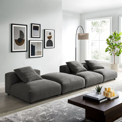 Solace Charcoal 4-Piece Modular Upholstered Fabric Sectional Sofa - Ornate Home