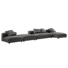 Solace Charcoal 4-Piece Modular Upholstered Fabric Sectional Sofa With Ottoman - Ornate Home