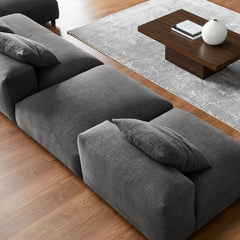 Solace Charcoal 4-Piece Modular Upholstered Fabric Sectional Sofa With Ottoman - Ornate Home