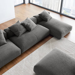Solace Charcoal 4-Piece Modular Upholstered Fabric Sectional Sofa With Ottoman - Ornate Home