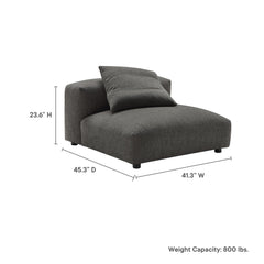 Solace Charcoal Modular Upholstered Fabric Armless Chair - Ornate Home