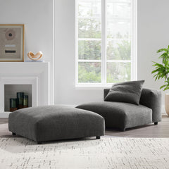 Solace Charcoal Modular Upholstered Fabric Armless Chair and Ottoman Set - Ornate Home
