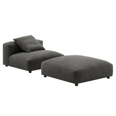 Solace Charcoal Modular Upholstered Fabric Armless Chair and Ottoman Set - Ornate Home
