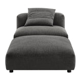 Solace Charcoal Modular Upholstered Fabric Armless Chair and Ottoman Set - Ornate Home