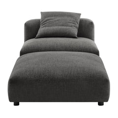 Solace Charcoal Modular Upholstered Fabric Armless Chair and Ottoman Set - Ornate Home