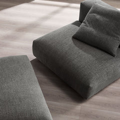 Solace Charcoal Modular Upholstered Fabric Armless Chair and Ottoman Set - Ornate Home