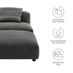 Solace Charcoal Modular Upholstered Fabric Armless Chair and Ottoman Set - Ornate Home