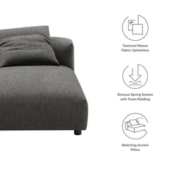 Solace Charcoal Modular Upholstered Fabric Armless Chaise Lounge - Ornate Home