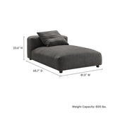 Solace Charcoal Modular Upholstered Fabric Armless Chaise Lounge - Ornate Home