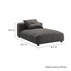 Solace Charcoal Modular Upholstered Fabric Armless Chaise Lounge - Ornate Home