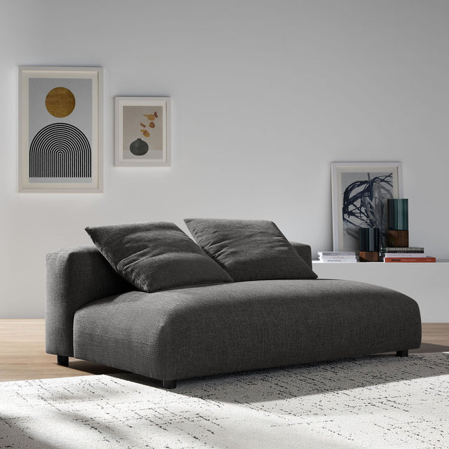 Solace Charcoal Modular Upholstered Fabric Armless Loveseat - Ornate Home
