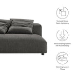 Solace Charcoal Modular Upholstered Fabric Armless Loveseat - Ornate Home