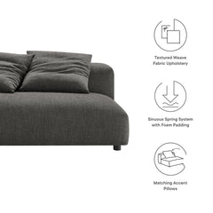 Solace Charcoal Modular Upholstered Fabric Armless Loveseat - Ornate Home