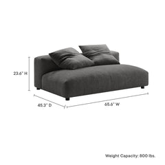 Solace Charcoal Modular Upholstered Fabric Armless Loveseat - Ornate Home