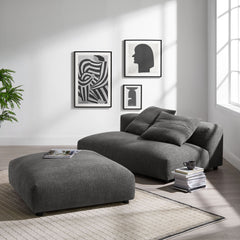 Solace Charcoal Modular Upholstered Fabric Armless Loveseat and Ottoman Set - Ornate Home