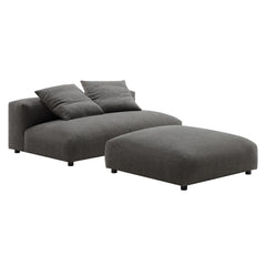 Solace Charcoal Modular Upholstered Fabric Armless Loveseat and Ottoman Set - Ornate Home