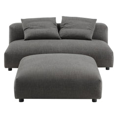 Solace Charcoal Modular Upholstered Fabric Armless Loveseat and Ottoman Set - Ornate Home