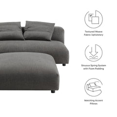 Solace Charcoal Modular Upholstered Fabric Armless Loveseat and Ottoman Set - Ornate Home