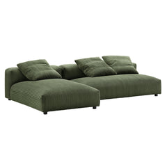 Solace Fern 2-Piece Modular Corduroy Upholstered Sectional Sofa With Chaise - Ornate Home