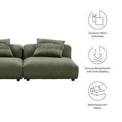 Solace Fern 2-Piece Modular Corduroy Upholstered Sofa - Ornate Home