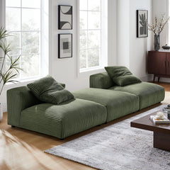 Solace Fern 3-Piece Modular Corduroy Upholstered Sectional Sofa - Ornate Home