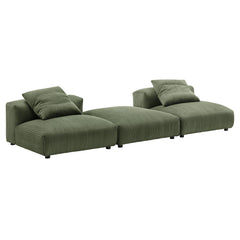 Solace Fern 3-Piece Modular Corduroy Upholstered Sectional Sofa - Ornate Home