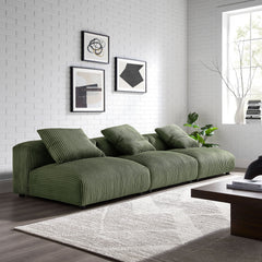 Solace Fern 3-Piece Modular Corduroy Upholstered Sofa - Ornate Home
