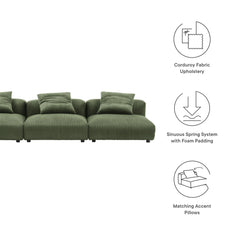 Solace Fern 3-Piece Modular Corduroy Upholstered Sofa - Ornate Home