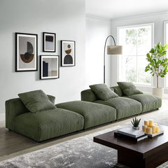 Solace Fern 4-Piece Modular Corduroy Upholstered Sectional Sofa - Ornate Home