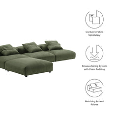 Solace Fern 4-Piece Modular Corduroy Upholstered Sectional Sofa - Ornate Home