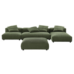 Solace Fern 4-Piece Modular Corduroy Upholstered Sectional Sofa With Ottoman - Ornate Home