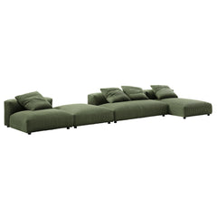 Solace Fern 4-Piece Modular Corduroy Upholstered Sectional Sofa With Ottoman - Ornate Home