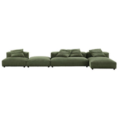 Solace Fern 4-Piece Modular Corduroy Upholstered Sectional Sofa With Ottoman - Ornate Home